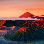 View Of Mount Bromo With The Highlight Of Sunrise
