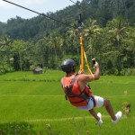 Zipline fly over the rice field - Bali Zipline + Bali Rafting